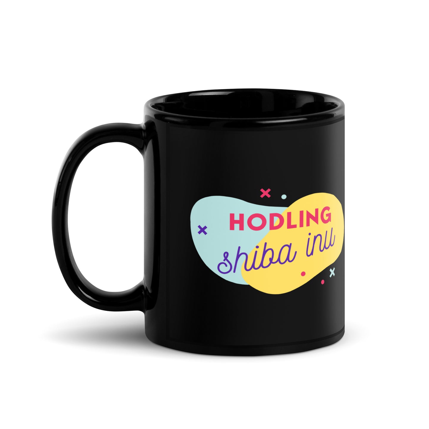 Shiba Inu Hodling Black Glossy Mug