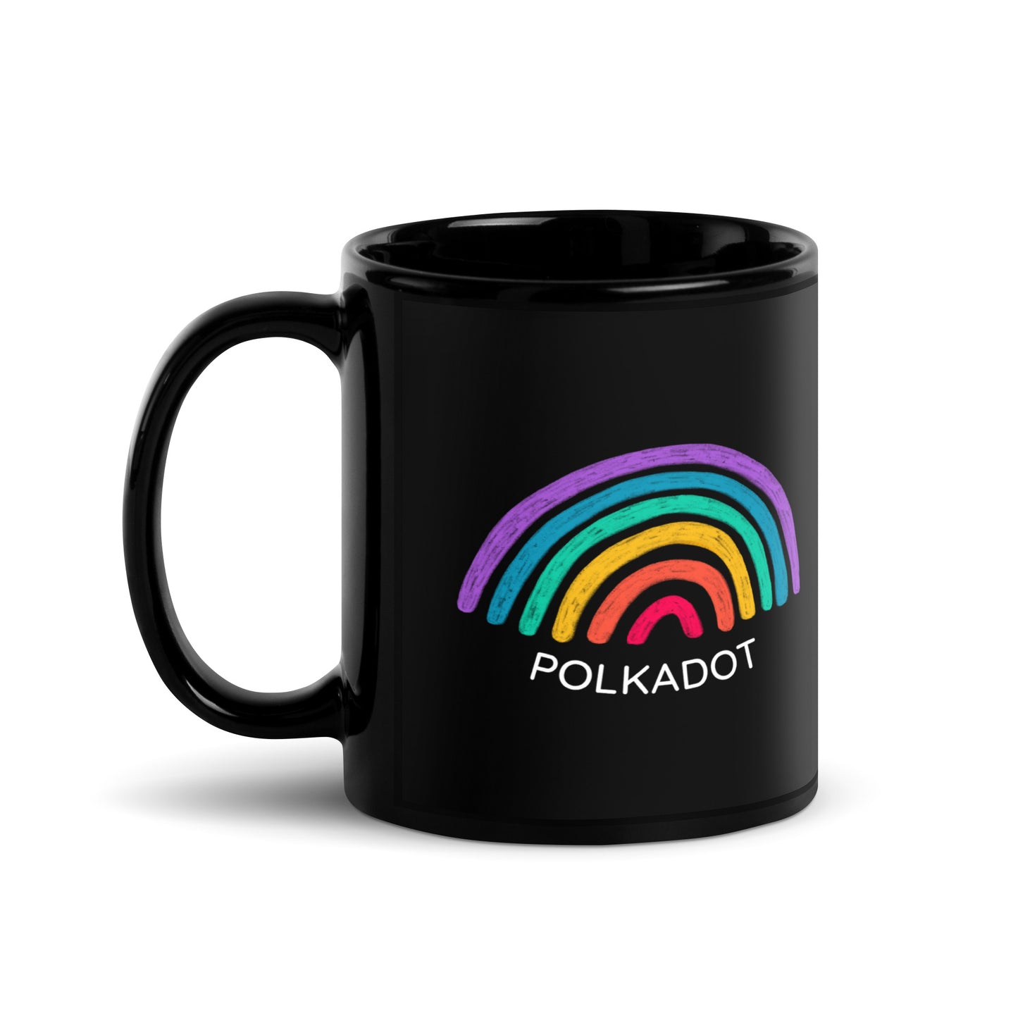 Polkadot Rainbow Black Glossy Mug
