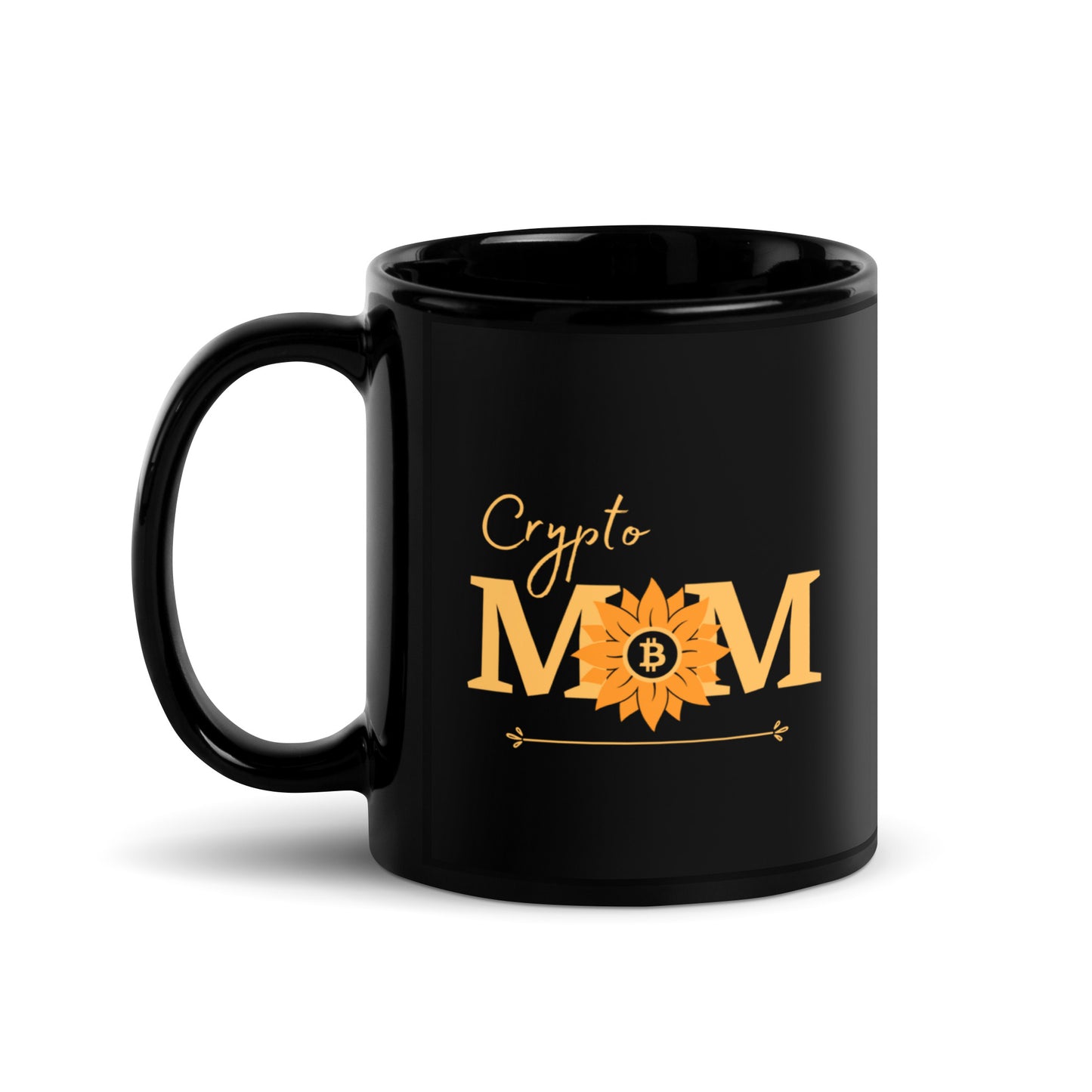 Bitcoin Crypto Mom Black Glossy Mug