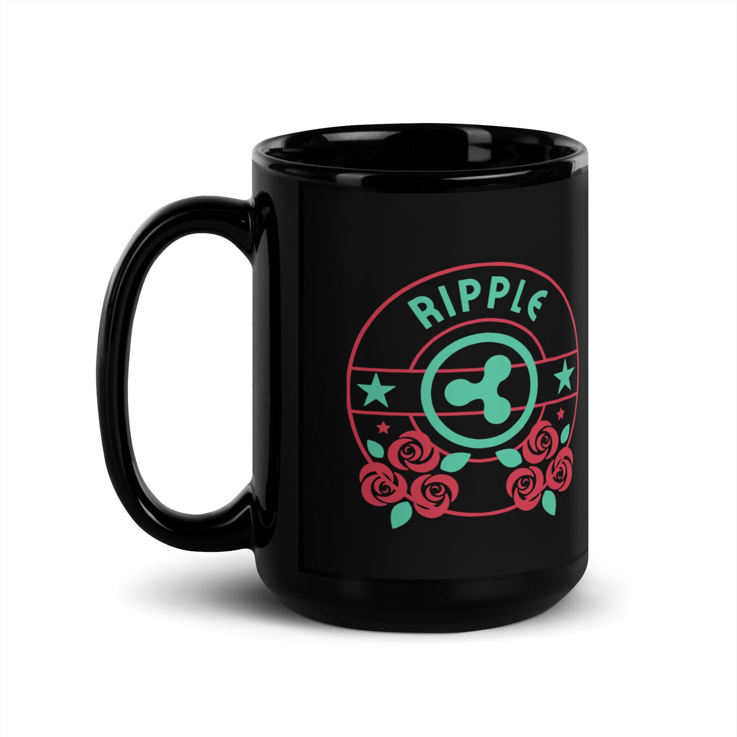 Rosy Ripple Black Glossy Mug