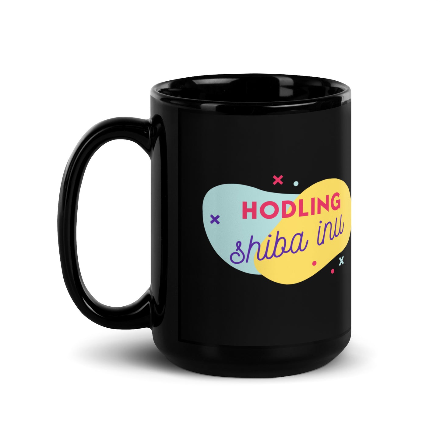 Shiba Inu Hodling Black Glossy Mug