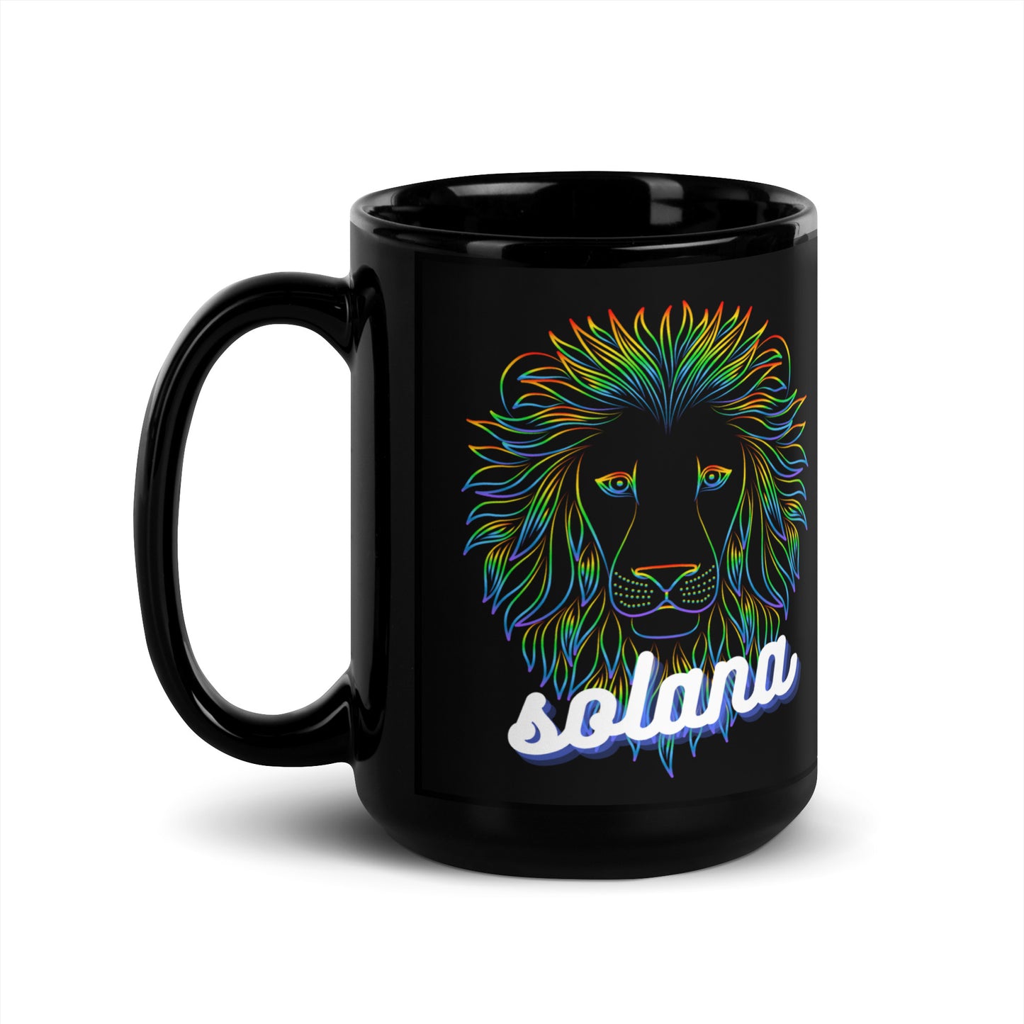 Solana Neon Lion White Glossy Mug