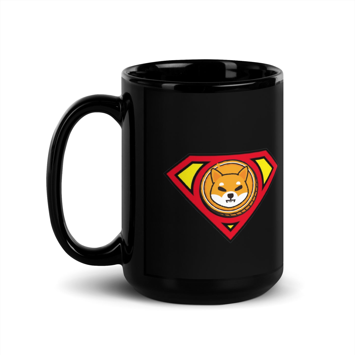 Shiba Inu Super Crypto Black Glossy Mug