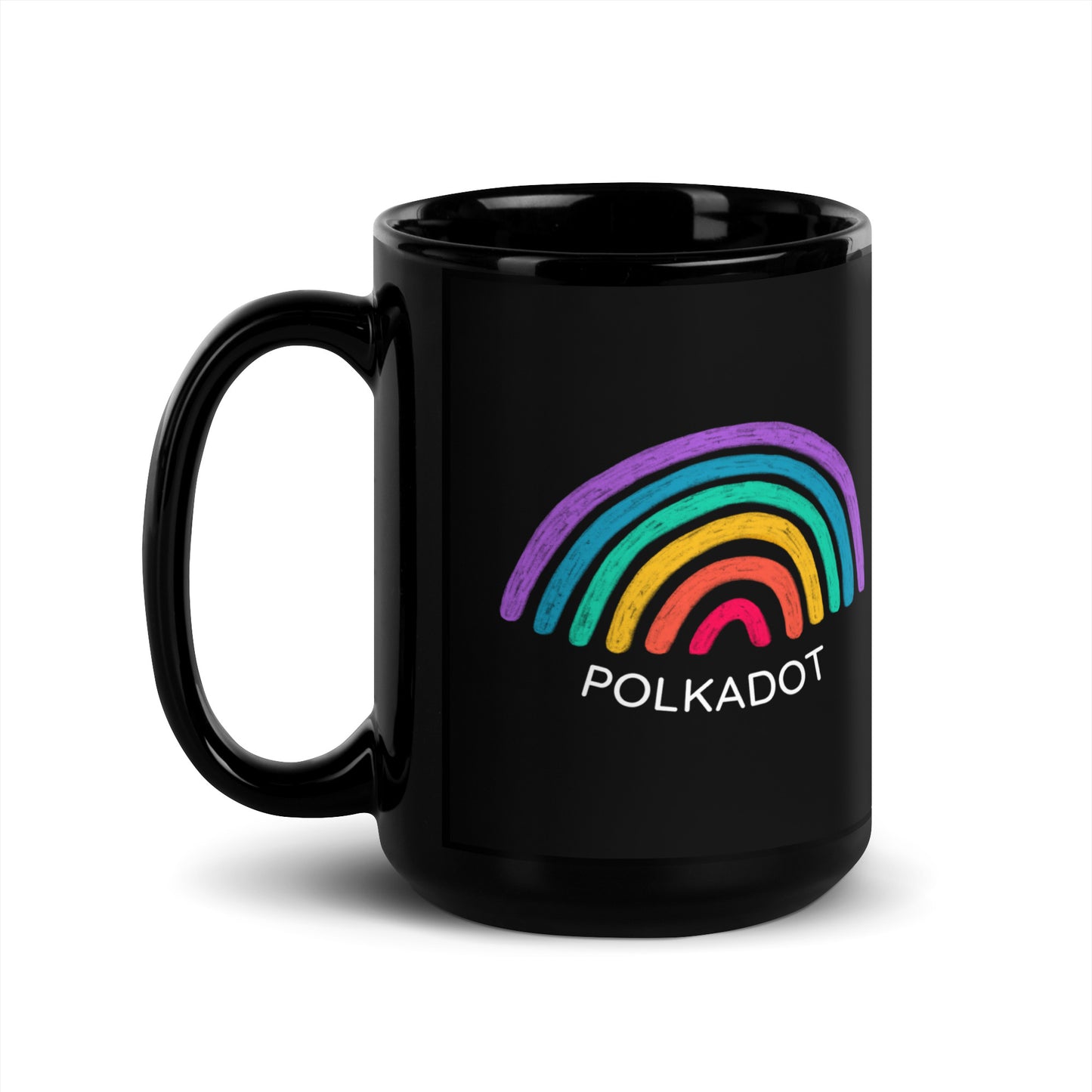 Polkadot Rainbow Black Glossy Mug