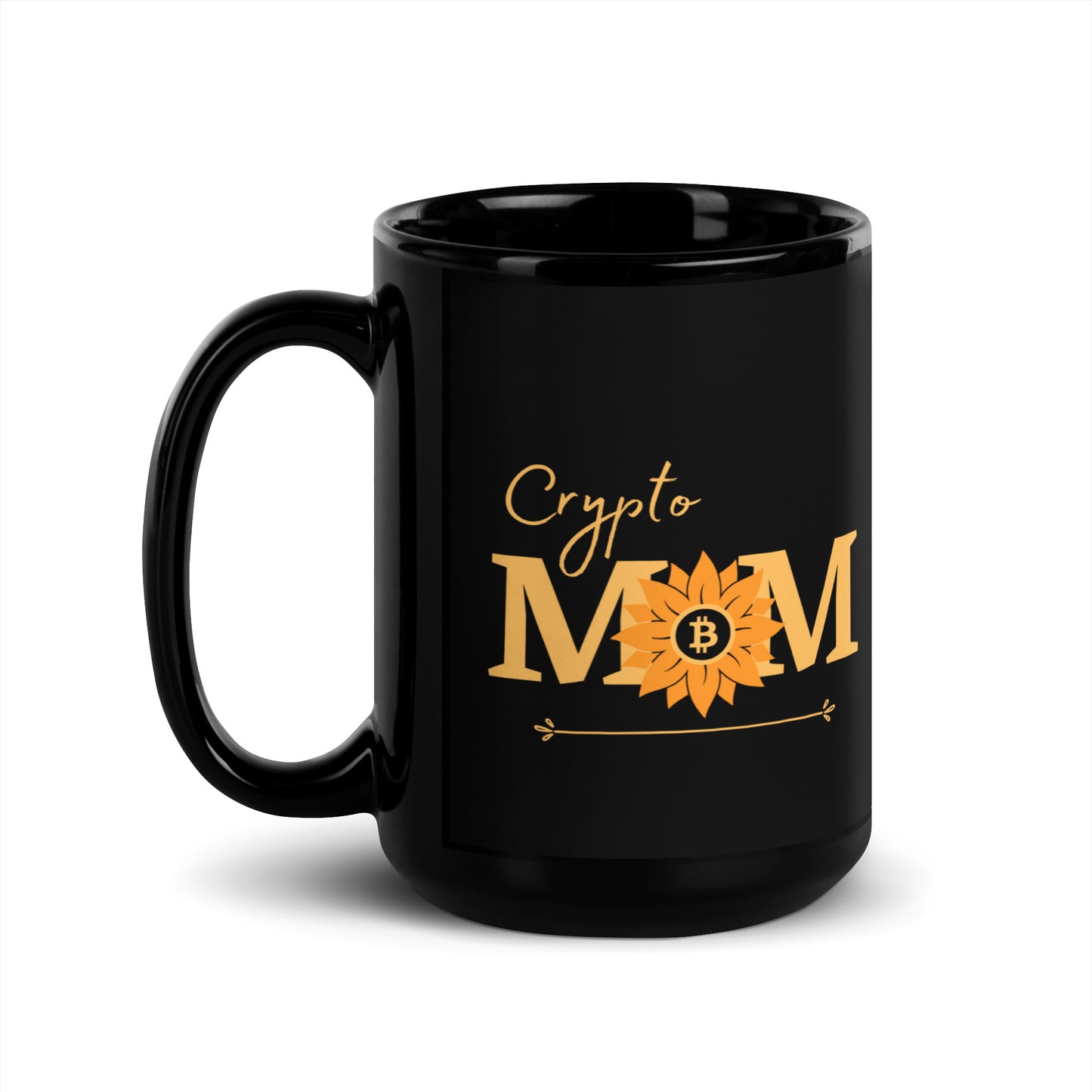 Bitcoin Crypto Mom Black Glossy Mug