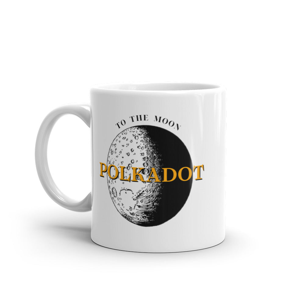Polkadot To The Moon White glossy mug