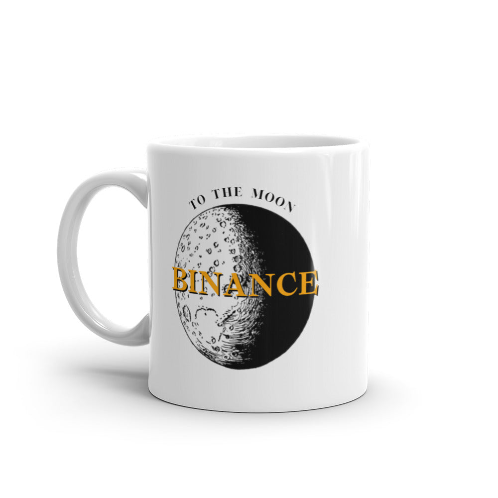 Binance To The Moon White glossy mug