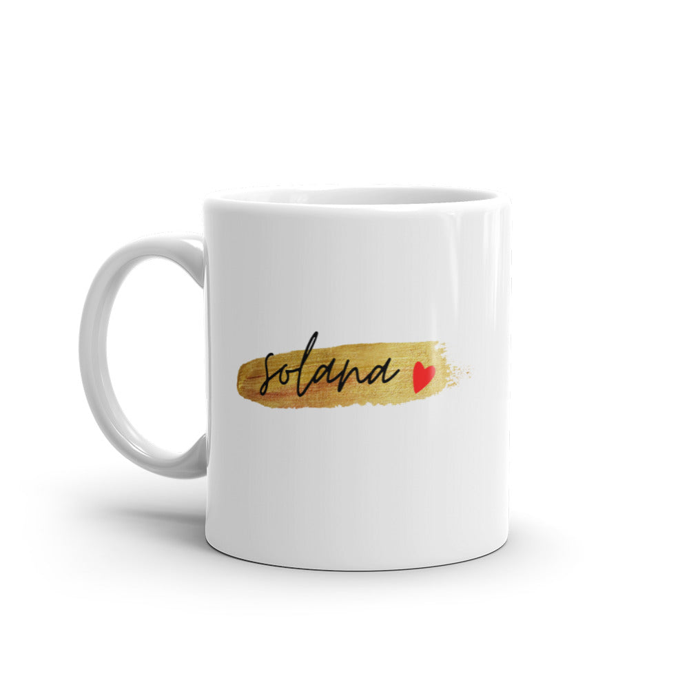Solana Gold White glossy mug