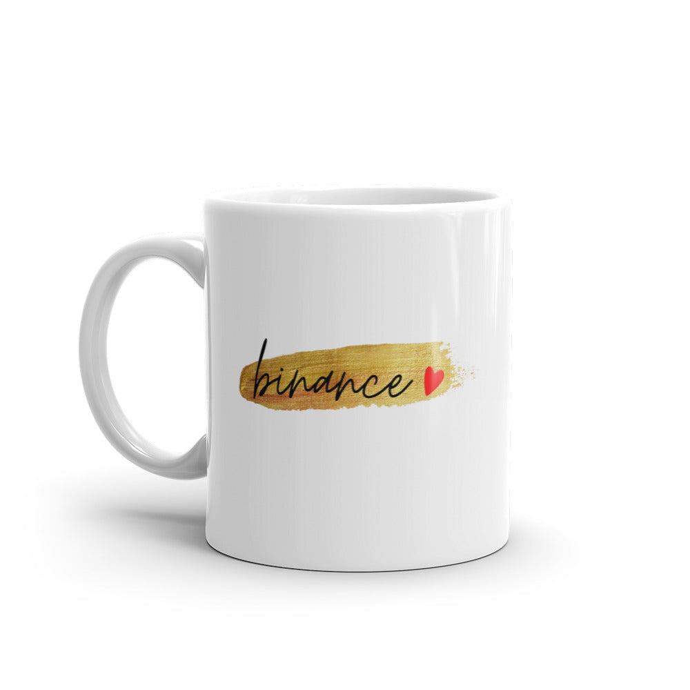 Binance Gold White glossy mug