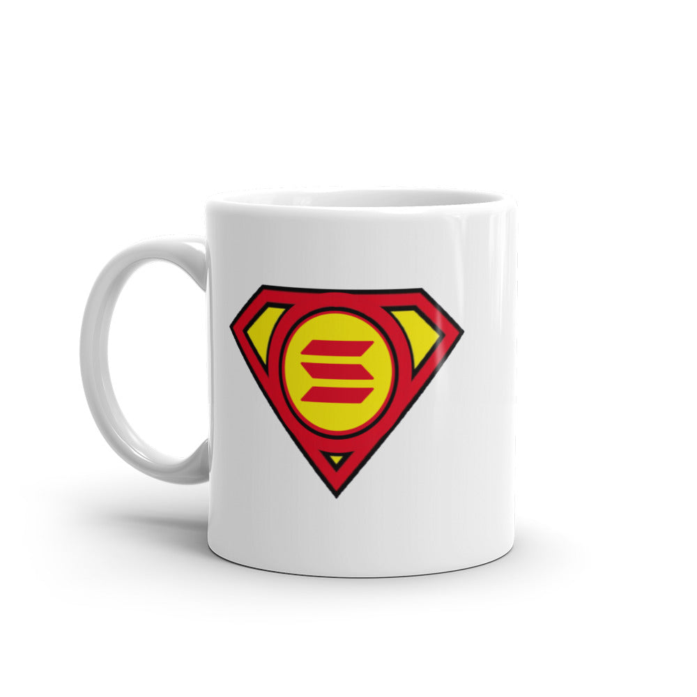 Solana Super Crypto White glossy mug