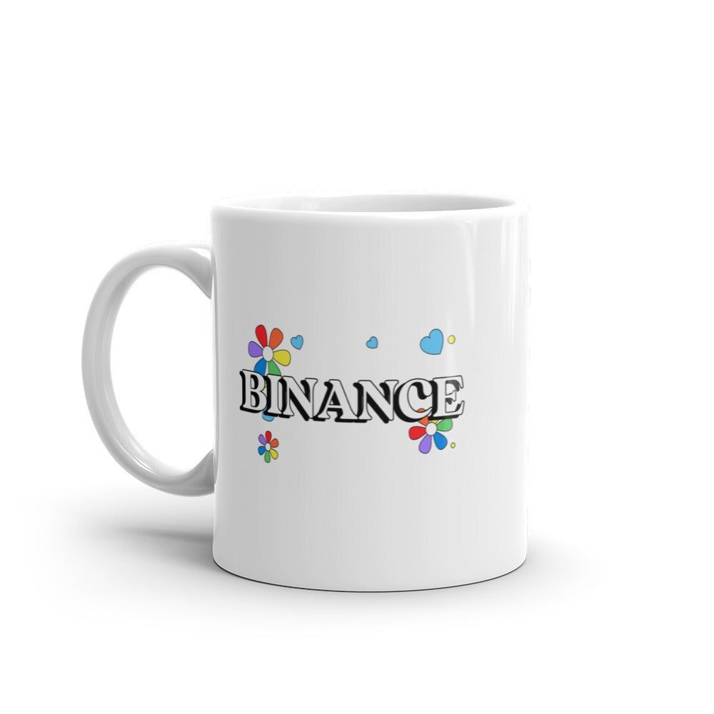 Binance White glossy mug