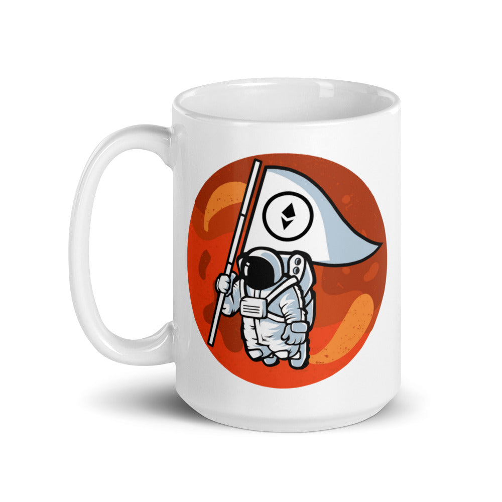 Ethereum To The Moon White glossy mug