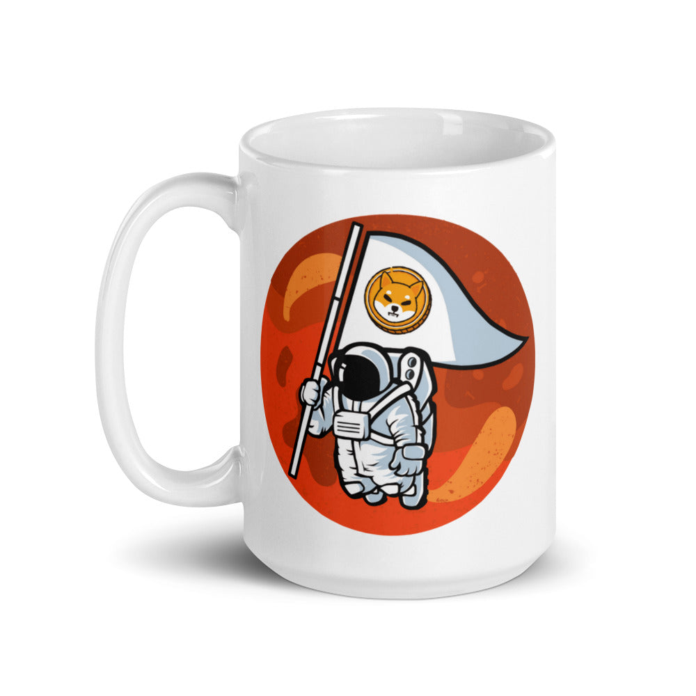 Shiba Inu To The Moon White glossy mug