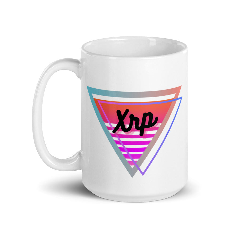 XRP Neon Triangle White glossy mug