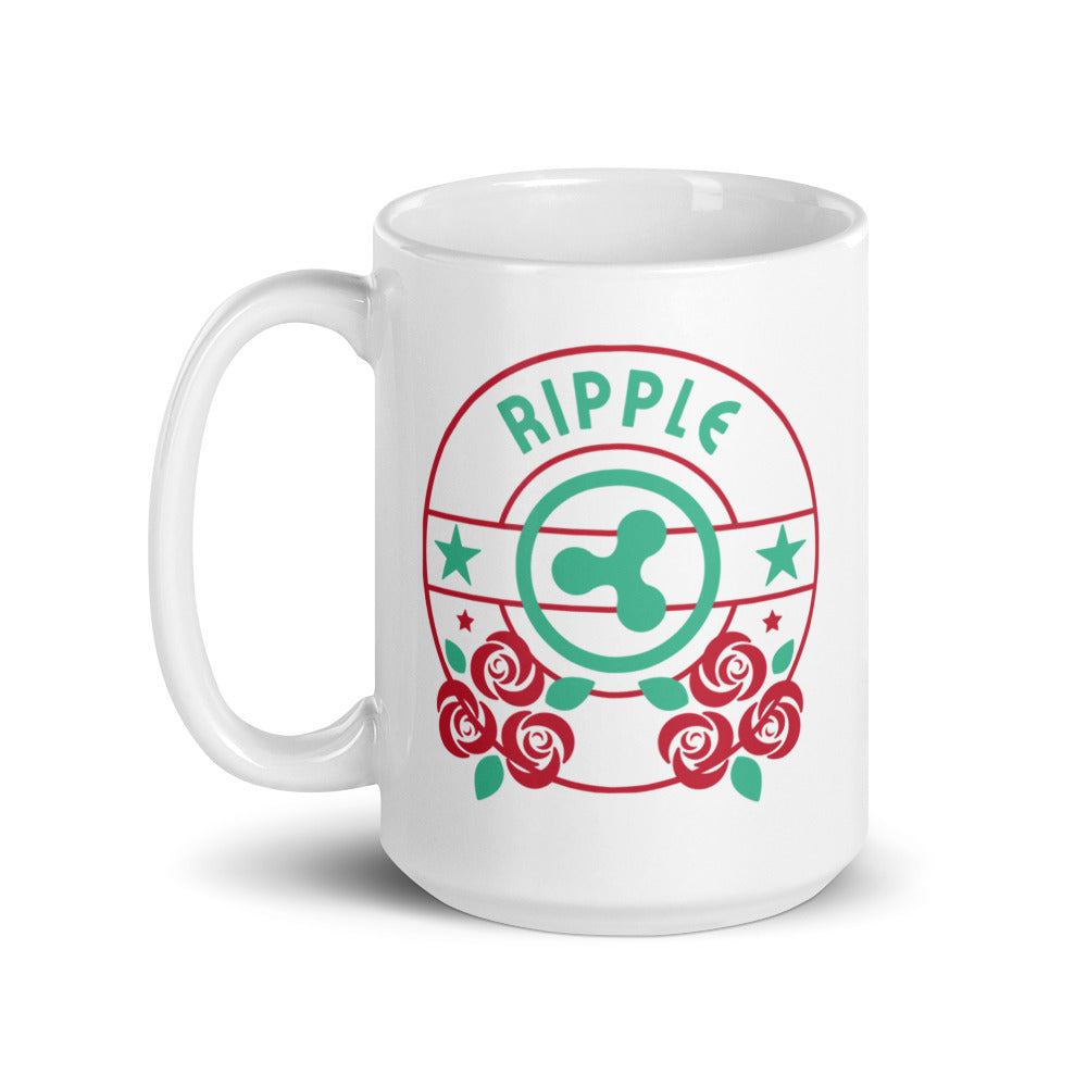 Rosy Ripple White glossy mug