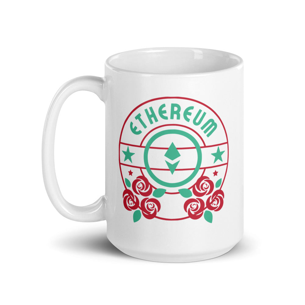 Rosy Ethereum White glossy mug