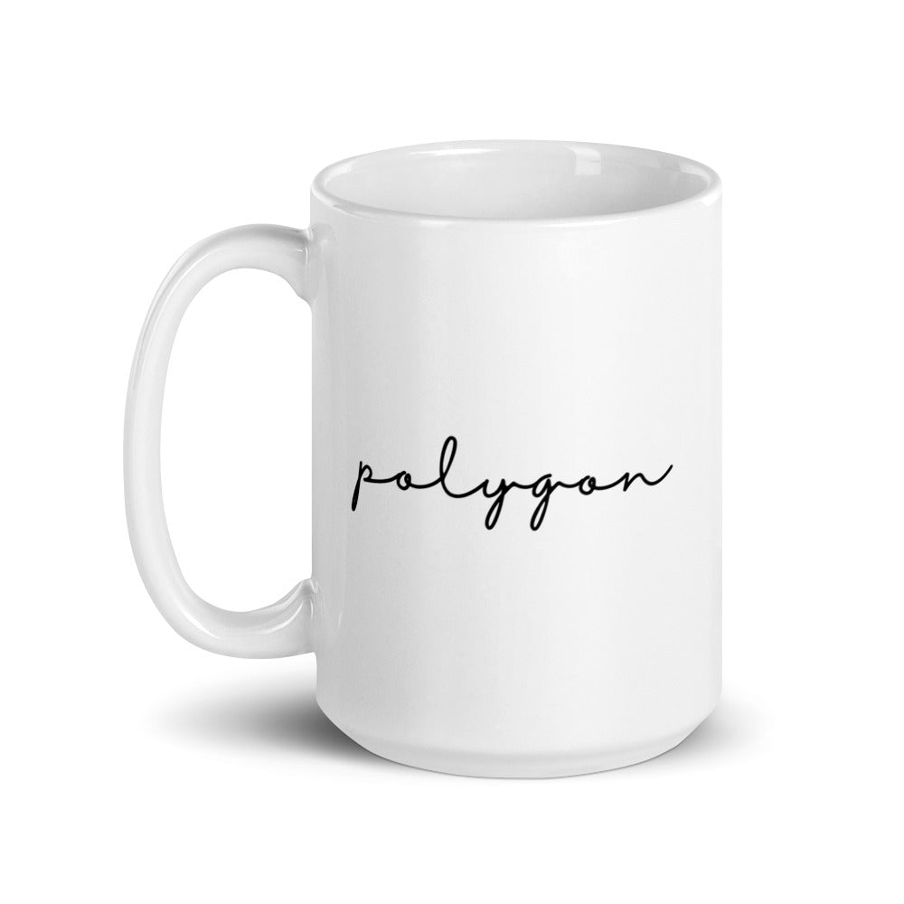 Polygon White glossy mug