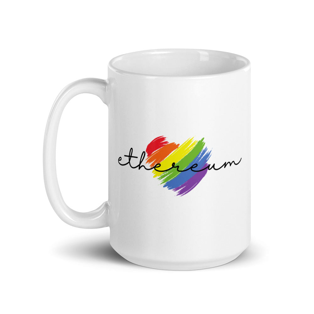Ethereum Heart White glossy mug