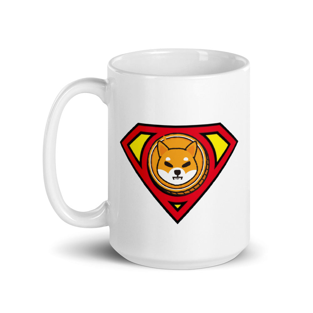 Shiba Inu Super Crypto White glossy mug