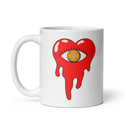 XRP Bleeding Heart White glossy mug