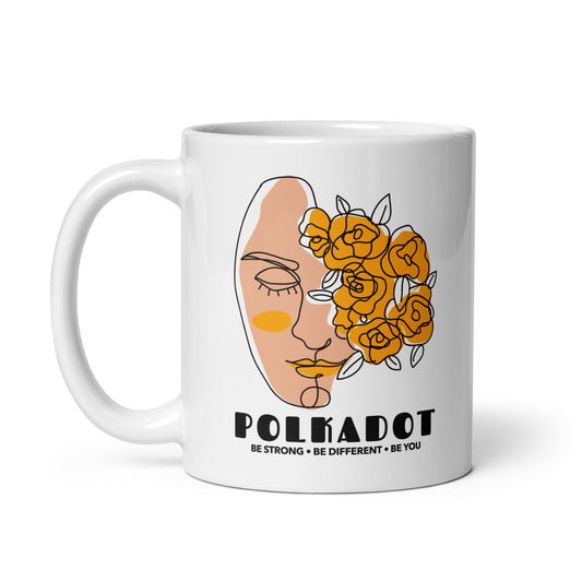 Polkadot We Are Beautiful White glossy mug