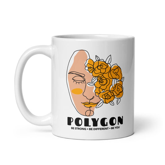 Polygon We Are Beautiful White glossy mug