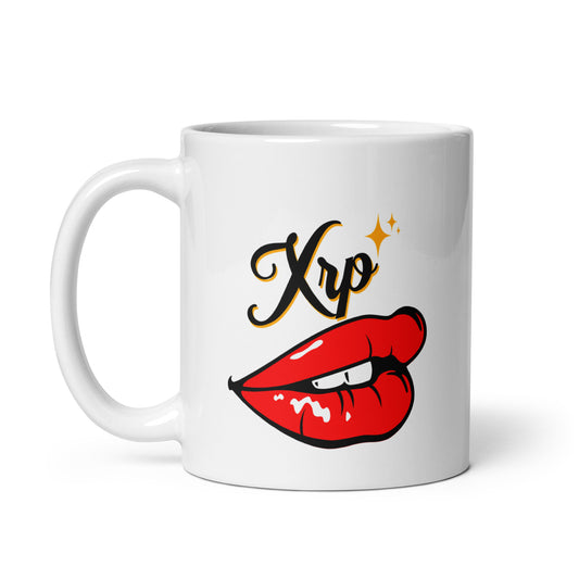 XRP Hot Lips White glossy mug