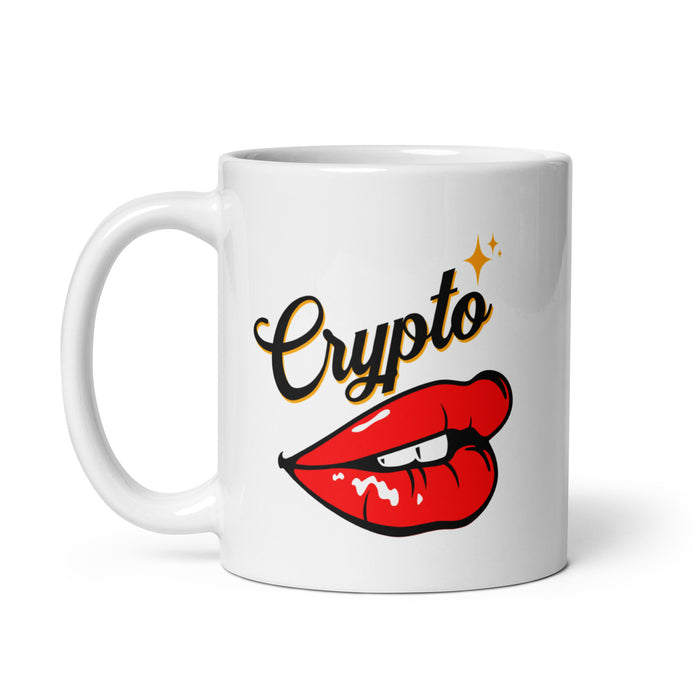 Crypto Hot Lips White glossy mug
