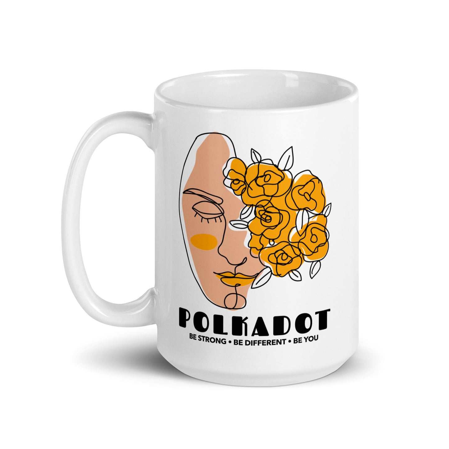 Polkadot We Are Beautiful White glossy mug