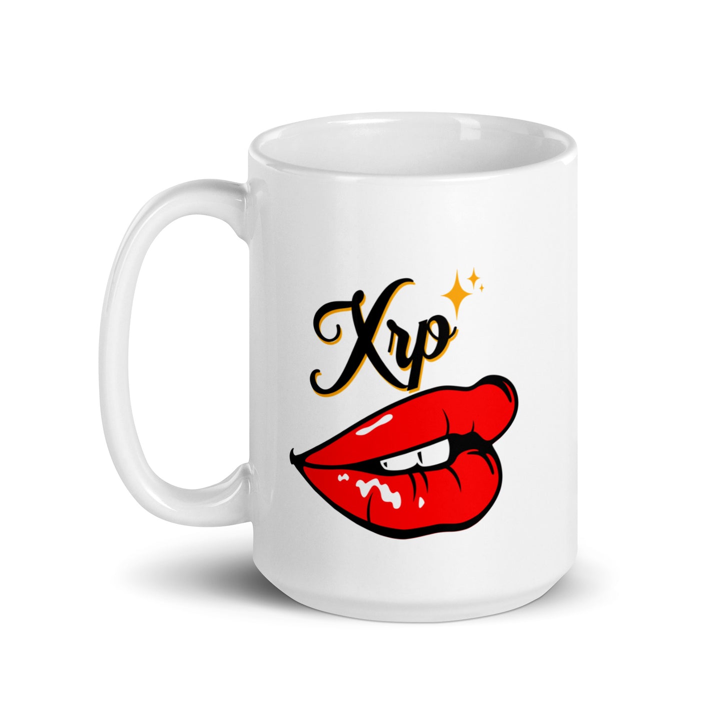 XRP Hot Lips White glossy mug
