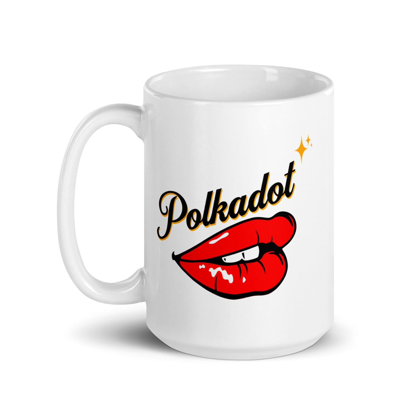 Polkadot Hot Lips White glossy mug
