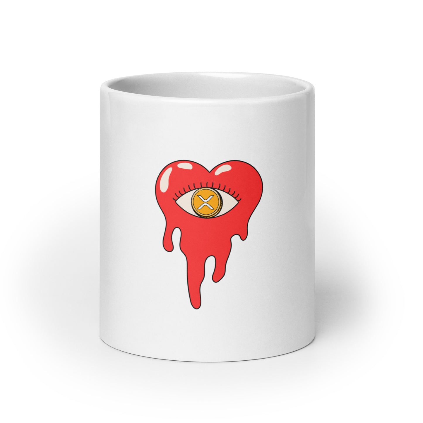 XRP Bleeding Heart White glossy mug
