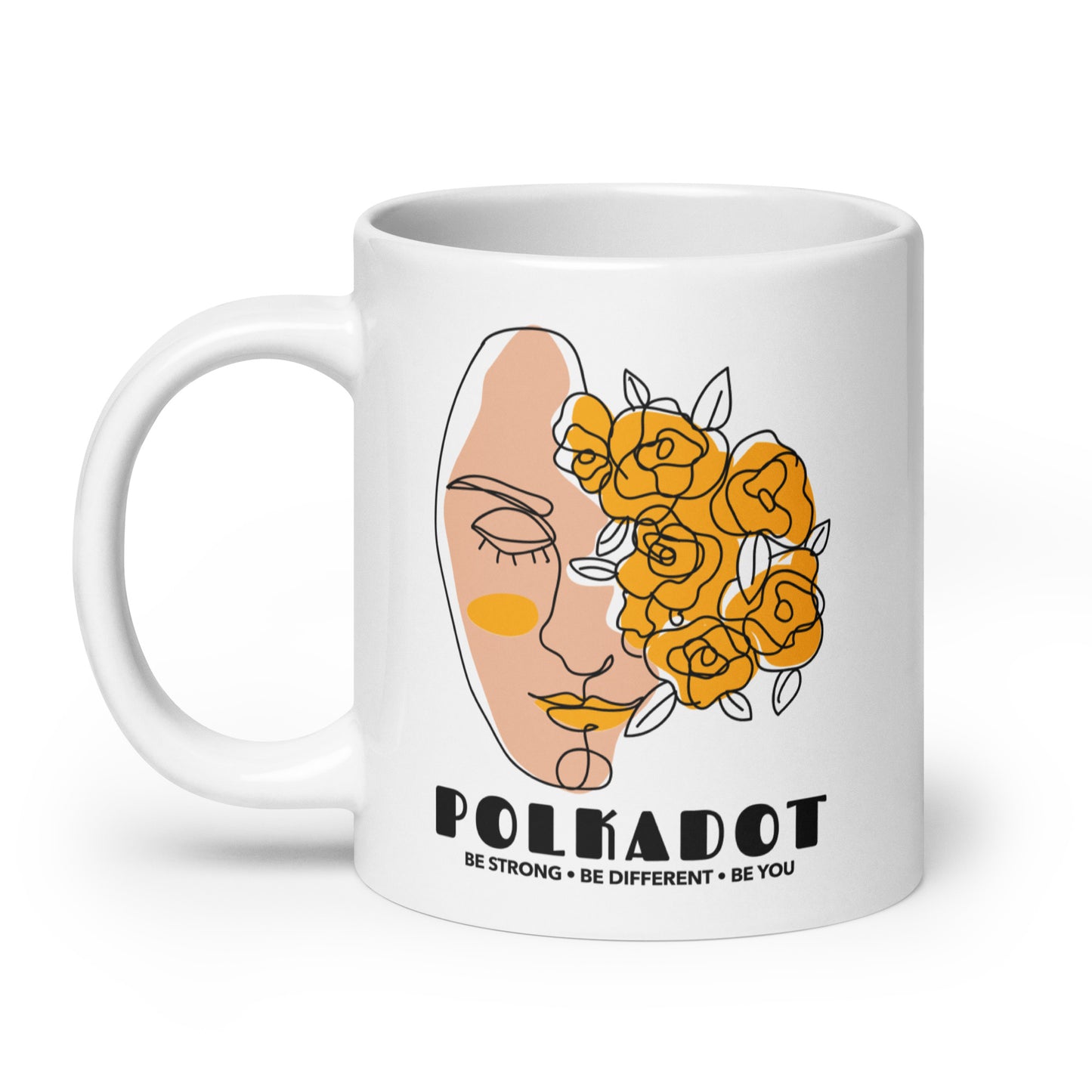 Polkadot We Are Beautiful White glossy mug