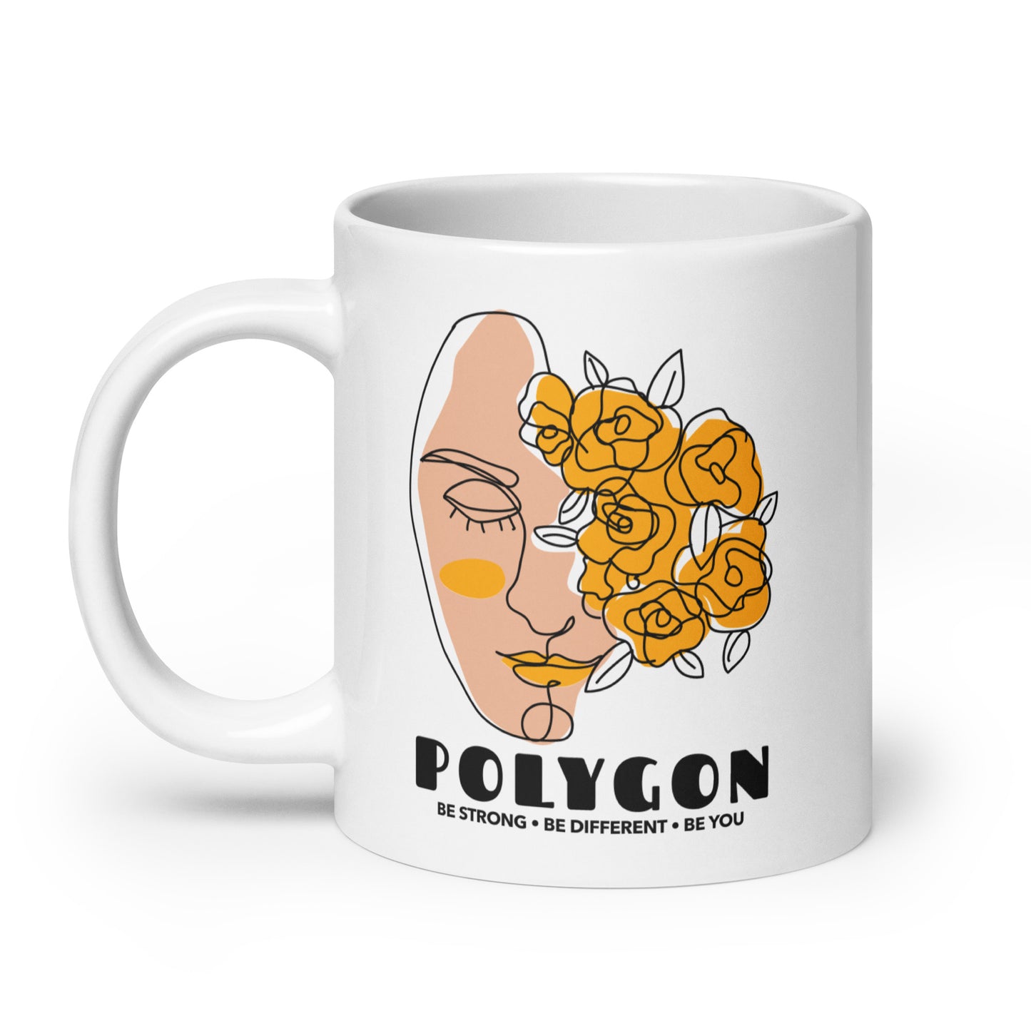 Polygon We Are Beautiful White glossy mug
