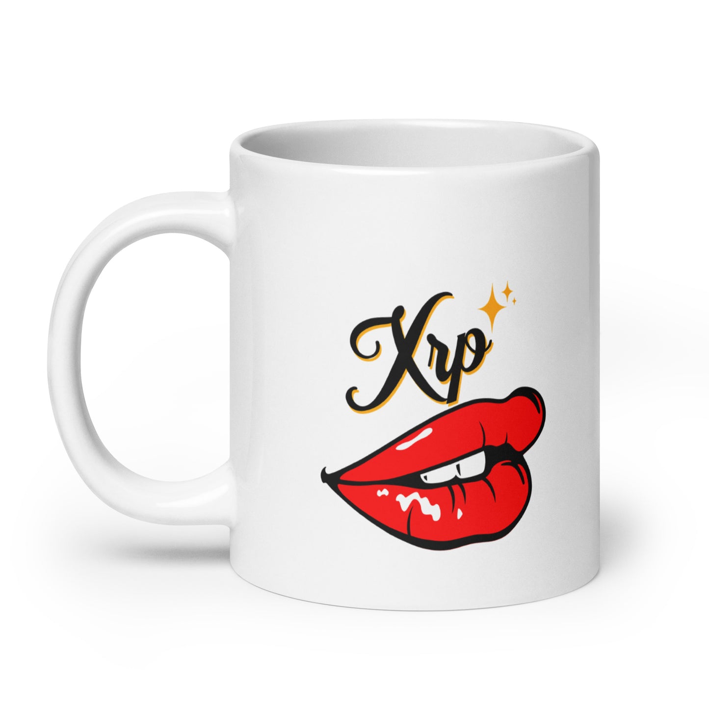 XRP Hot Lips White glossy mug