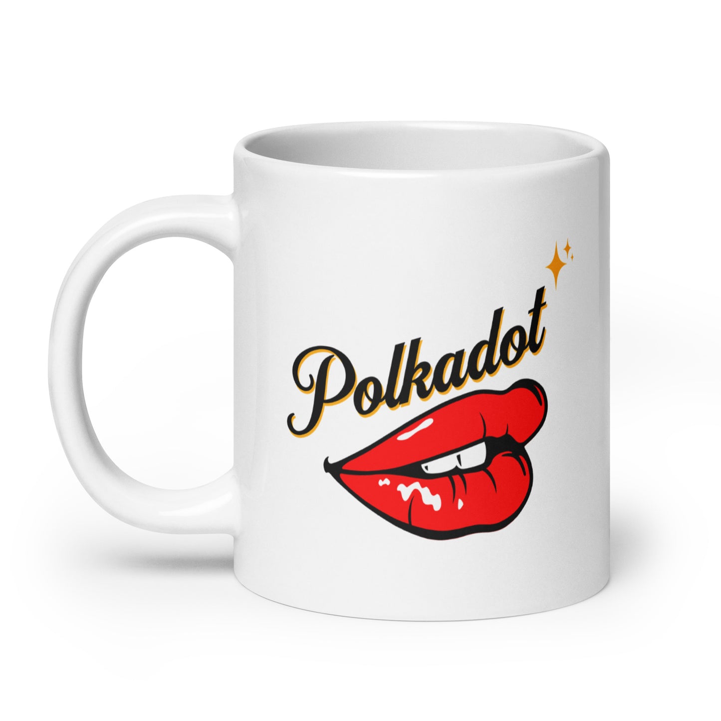 Polkadot Hot Lips White glossy mug