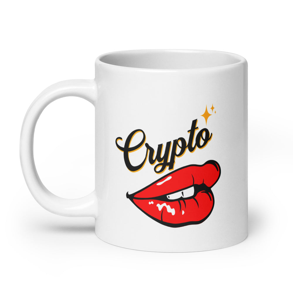 Crypto Hot Lips White glossy mug