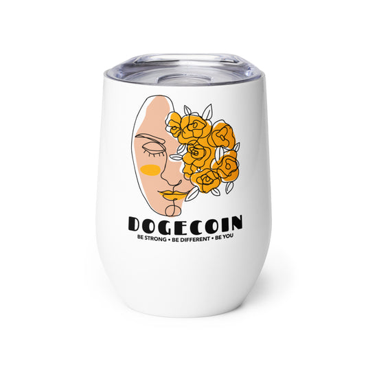 Dogecoin We Are Beautiful White Wine Tumbler