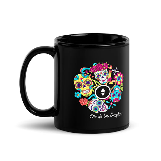 Dia De Los Cryptos (Ethereum) Black Glossy Mug