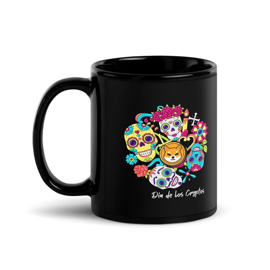 Dia De Los Cryptos (Shiba Inu) Black Glossy Mug