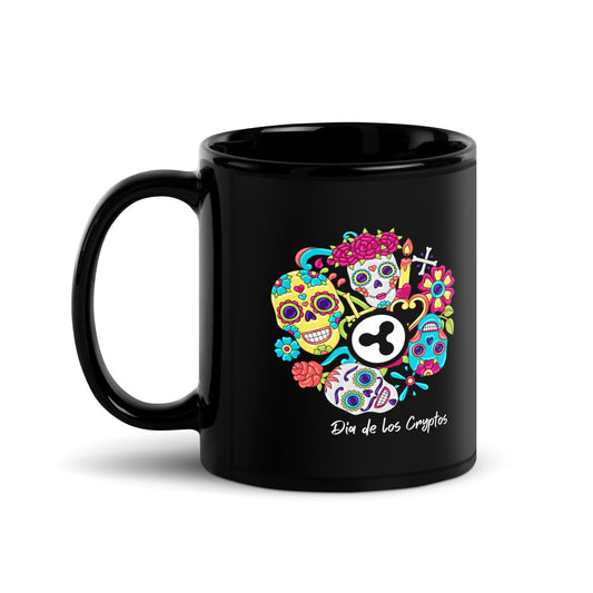 Dia De Los Cryptos (Ripple) Black Glossy Mug