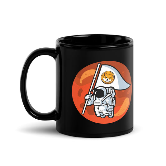 Shiba Inu To The Moon Black glossy mug