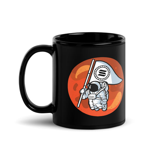 Solana To The Moon Black glossy mug