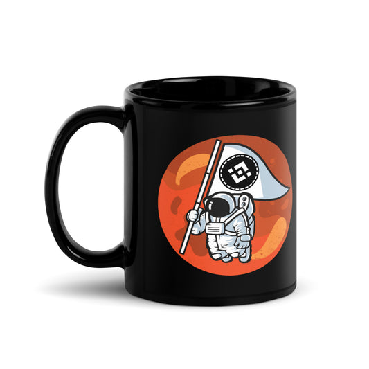 Binance To The Moon Black glossy mug