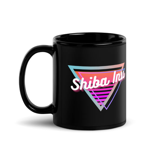 Shiba Inu To The Moon Black glossy mug