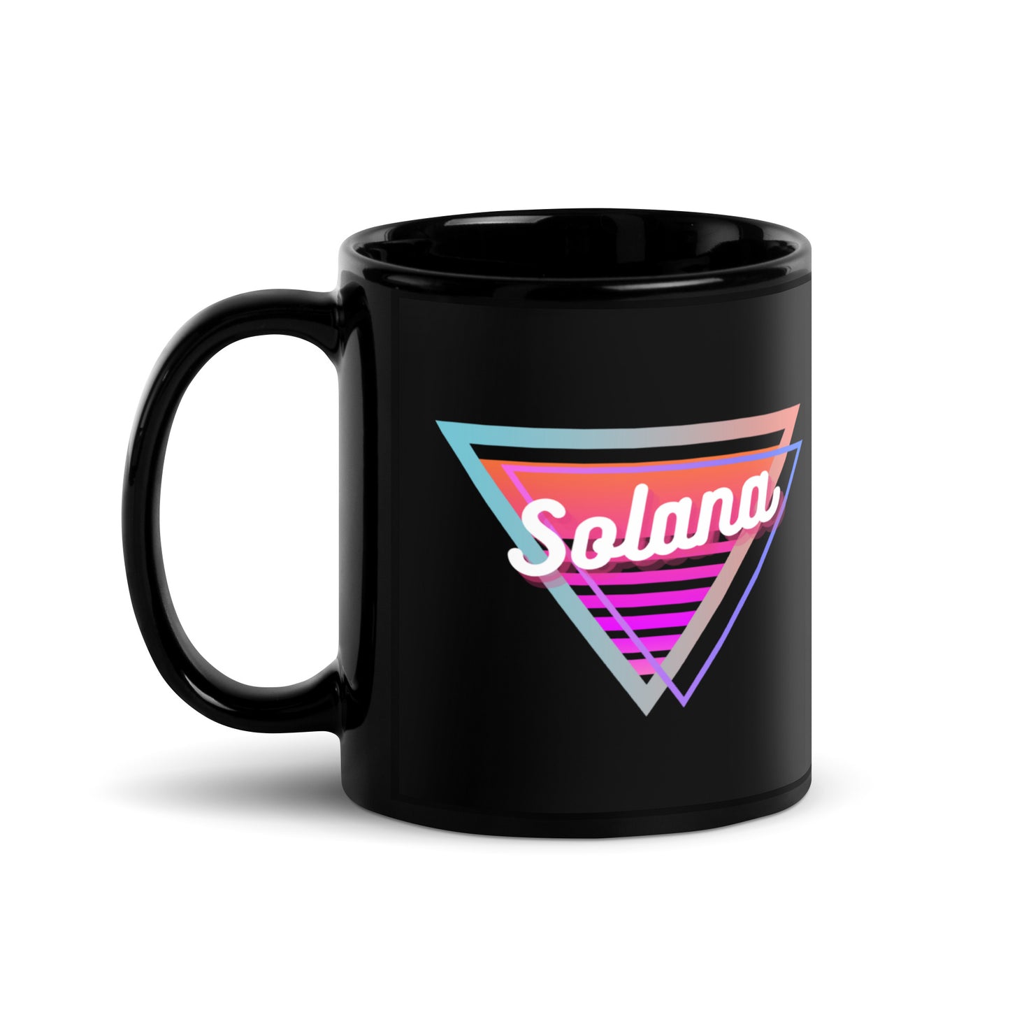 Solana To The Moon Black glossy mug
