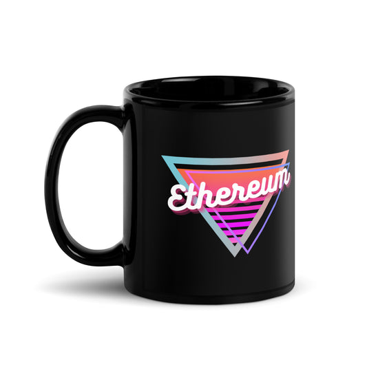 Ethereum To The Moon Black glossy mug