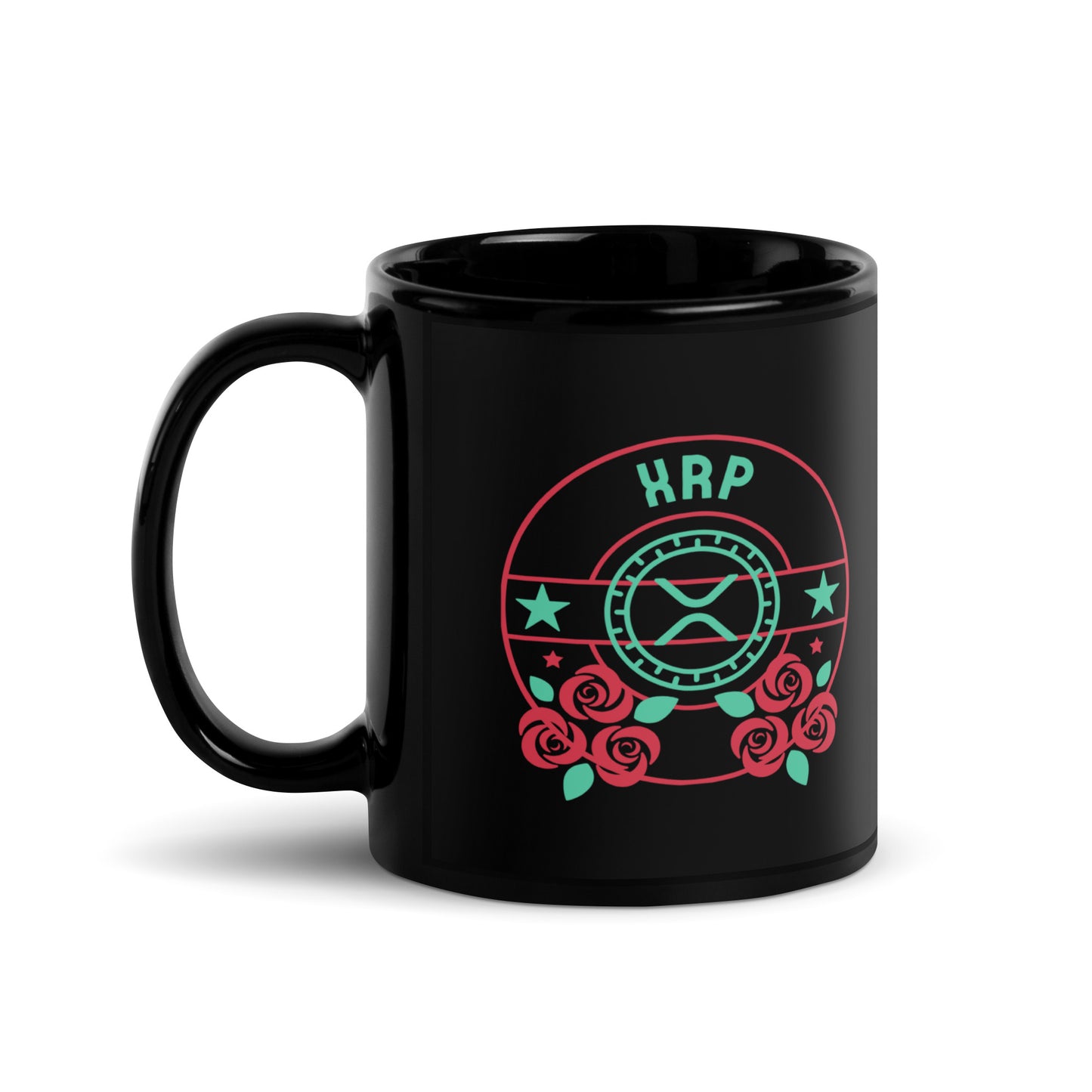 Rosy XRP Black Glossy Mug
