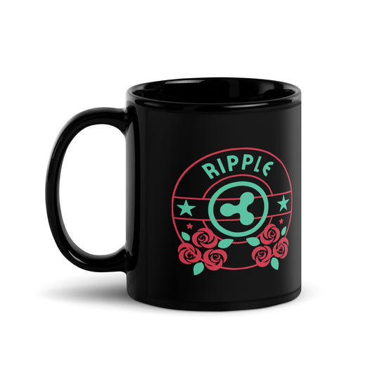 Rosy Ripple Black Glossy Mug