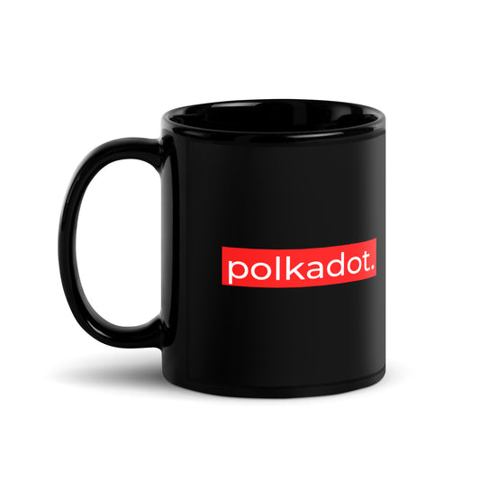 Polkadot Red Stripe Black Glossy Mug
